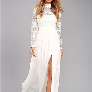 In dreams white long sleeve lace maxi dress bridal